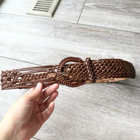 Vintage Handmade Wide Woven Leather Belt - Picture 1 of 15